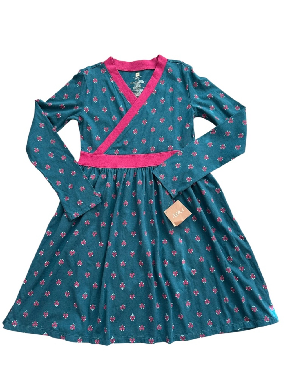 NEW Tea Collection Girls Size 12 Floral Wrap Neck Dress Birthday Playdate School